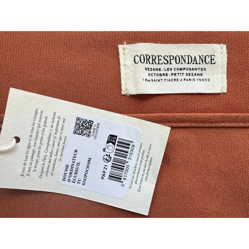 Sezane Cotton Laptop Bag in Terracota NEW NWT